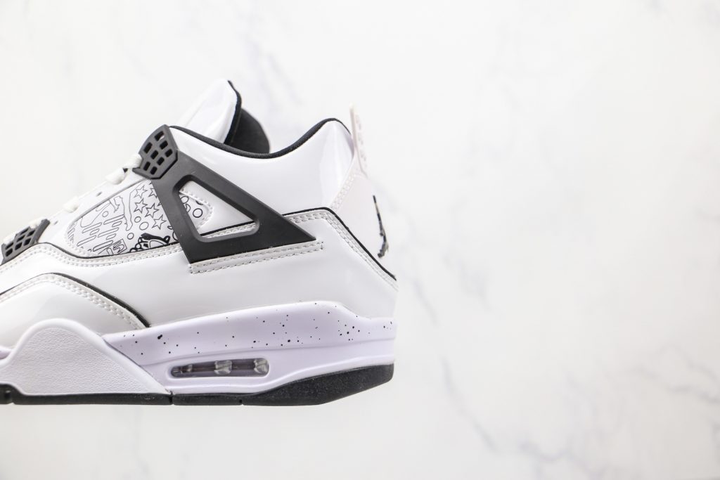 乔丹airjordan4diy纯原版本黑白手绘涂鸦aj4篮球鞋原档案数据开发货号